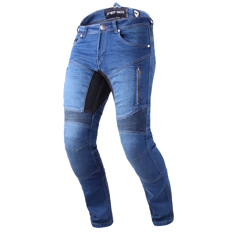 Prodloužené jeansy na motorku Street Racer Stretch II CE modré