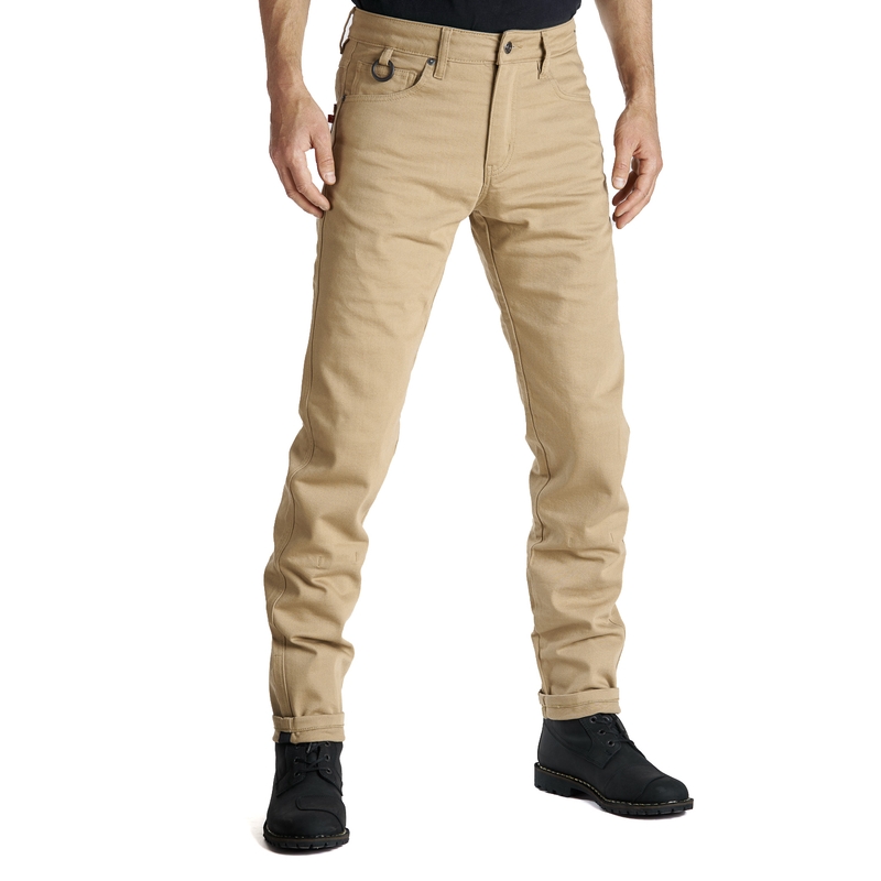 Jeansy na motorku PANDO MOTO Robby Slim béžové výprodej