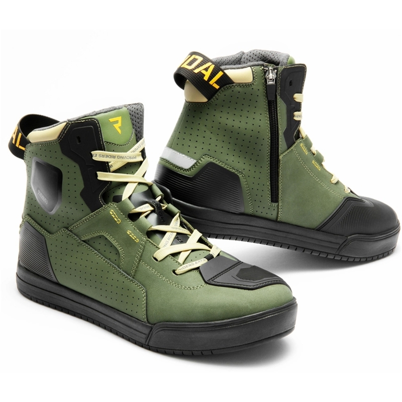 Boty na motorku Rebelhorn Vandal II khaki-černo-oranžové