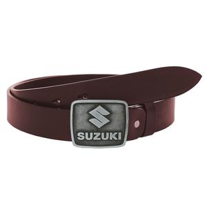 Kožený moto opasek se sponou Suzuki hnědý
