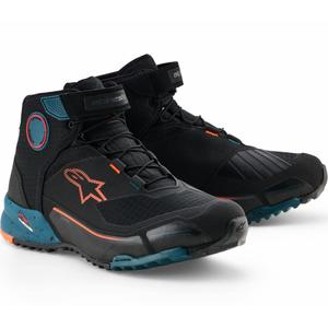 Boty na motorku Alpinestars CR-X Drystar černo-modro-fluo oranžové